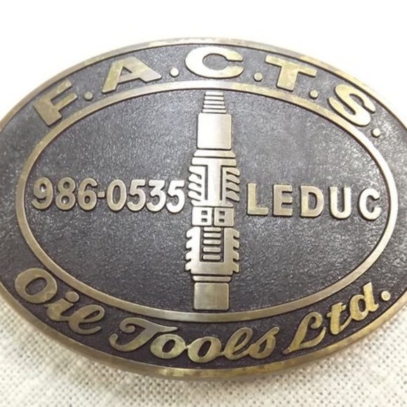Vintage FACTS Oil Tools Ltd. Leduc Belt Buckle - Picture 1 of 8